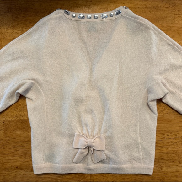 Marc Jacobs Cream Wool Short Sleeve Cropped Cardigan Jewel Detailing Size Medium - Picture 5 of 9